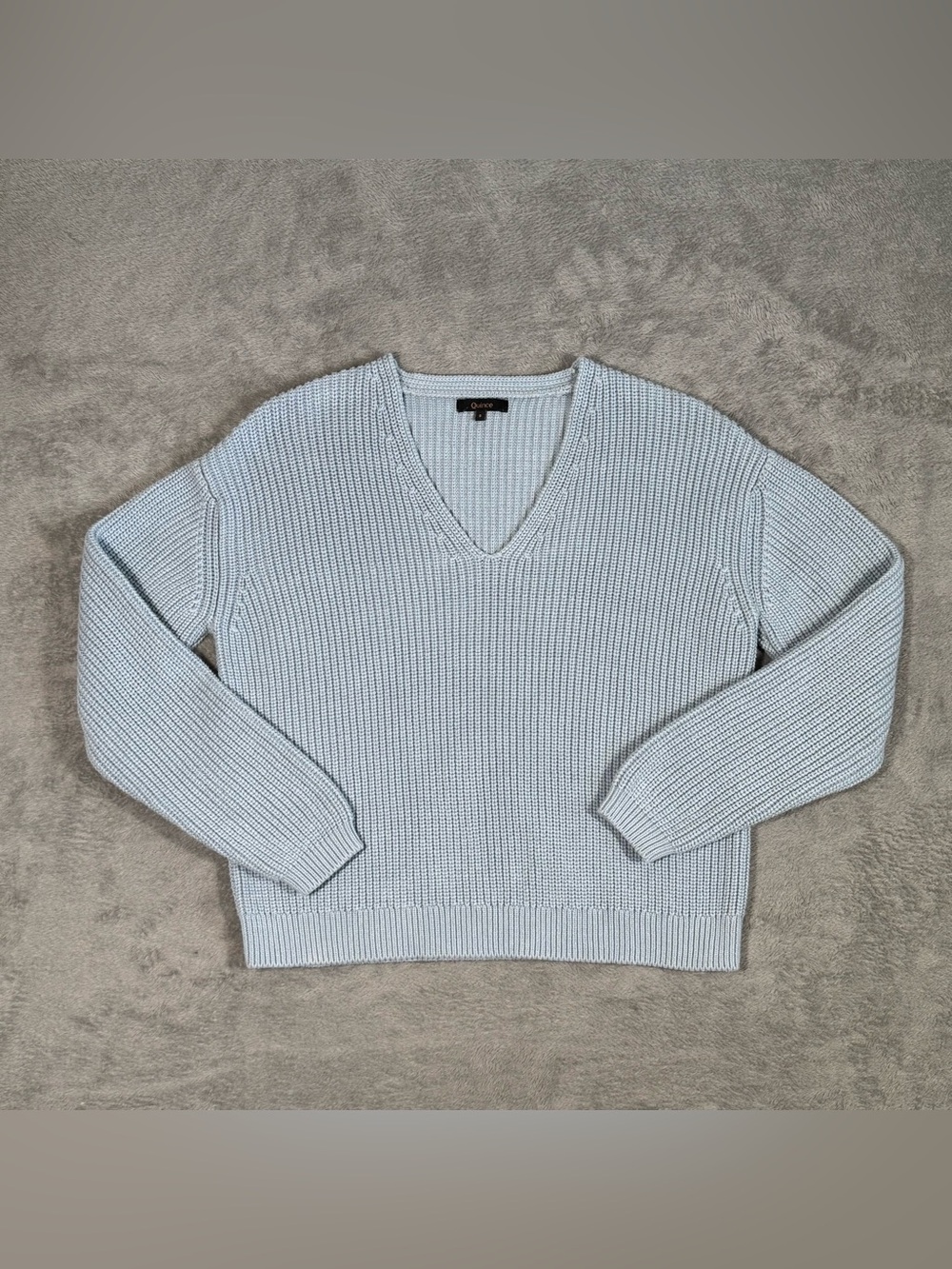 Quince Womens Fisherman Chunky Knit Sweater V-neck Small Organic Cotton Preppy